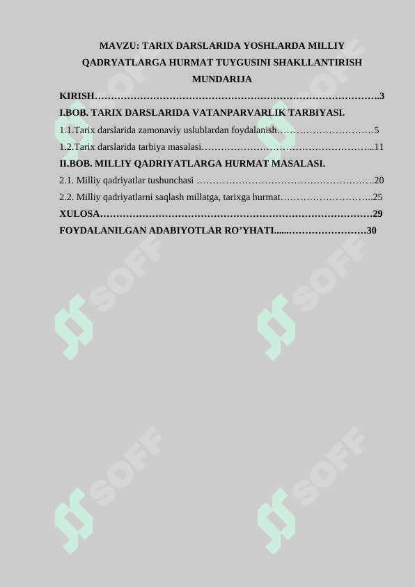 TARIX DARSLARIDA YOSHLARDA MILLIY QADRYATLARGA HURMAT TUYGUSINI SHAKLLANTIRISH 2