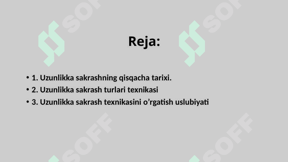 Uzunlikka sakrash turlari texnikasi asoslari. 2
