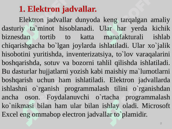 Jadval rеdaktоrlardan iqtisоdiy masalalarni yеchish jarayonida fоydalanish 2