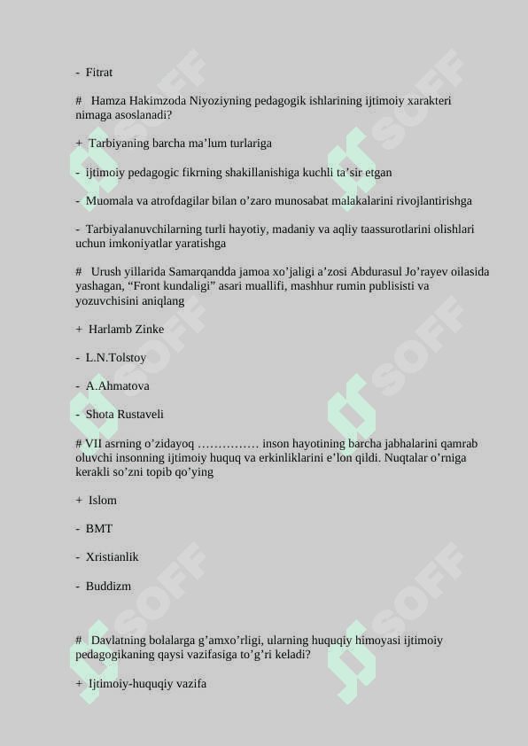 Ijtimoiy pedagogika fanidan test savollari (javoblari bilan) 4
