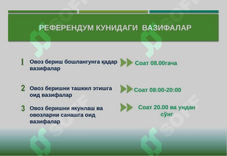РЕФЕРЕНДУМ ЎТКАЗУВЧИ УЧАСТКА КОМИССИЯСИНИНГ ОВОЗ БЕРИШ КУНИДАГИ ФАОЛИЯТИ 2