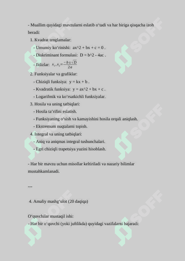 Algebra va analiz asoslari kursini takrorlash ( Dars ishlanma ) 3