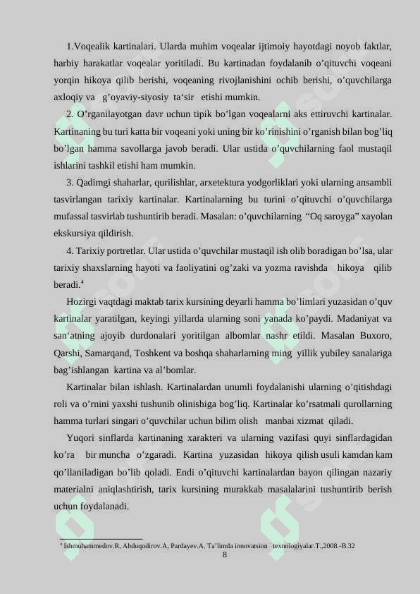 Tarix darslarida badiiy va boshqa adabiyotlardan foydalanish talablari 8