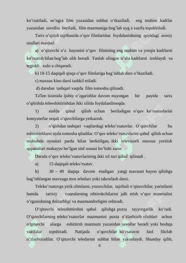 Tarix fanida manbalar va boshqa adabiyotlardan foydalanish 8