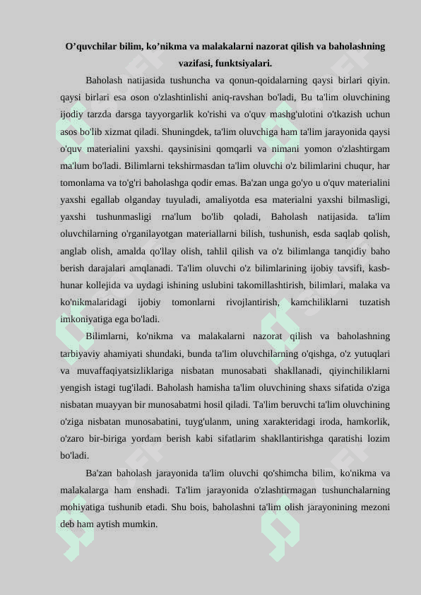 O‘quvchilar bilim, ko‘nikma va malakalarni tashxis qilish 3