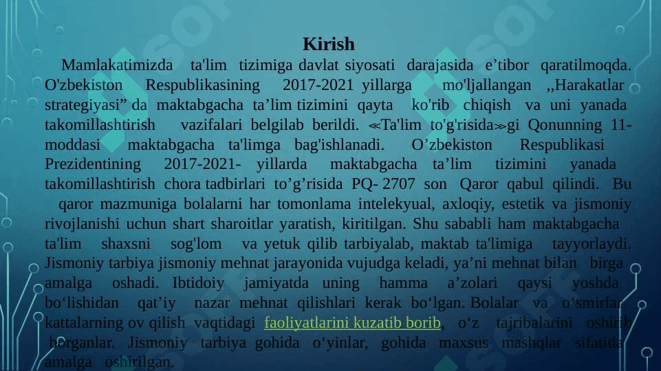 Maktabgacha   yoshdagi  bolalarni   jismoniy  tarbiyalash   mazmuni  va vazifalari 3