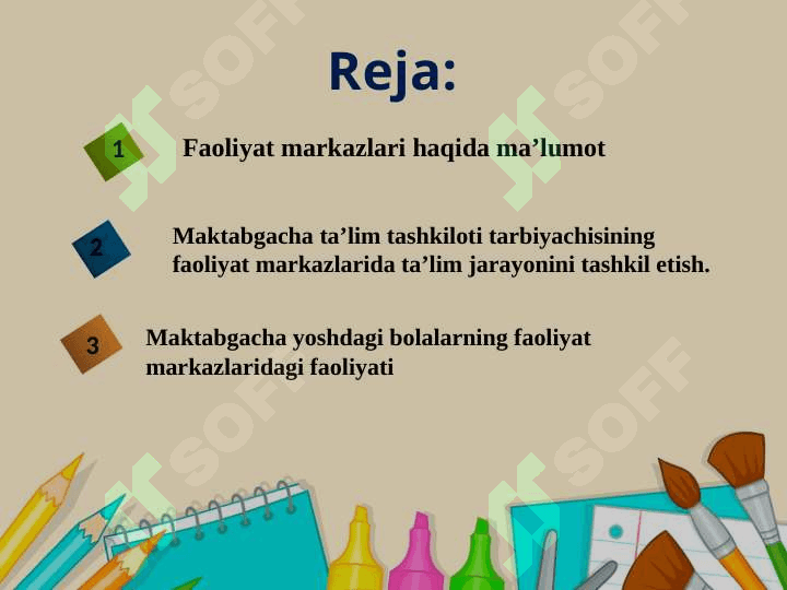 Maktabgacha ta’lim tashkiloti tarbiyachisining faoliyat markazlarida ta’lim jarayonini tashkil etishning  samarali usullari 2