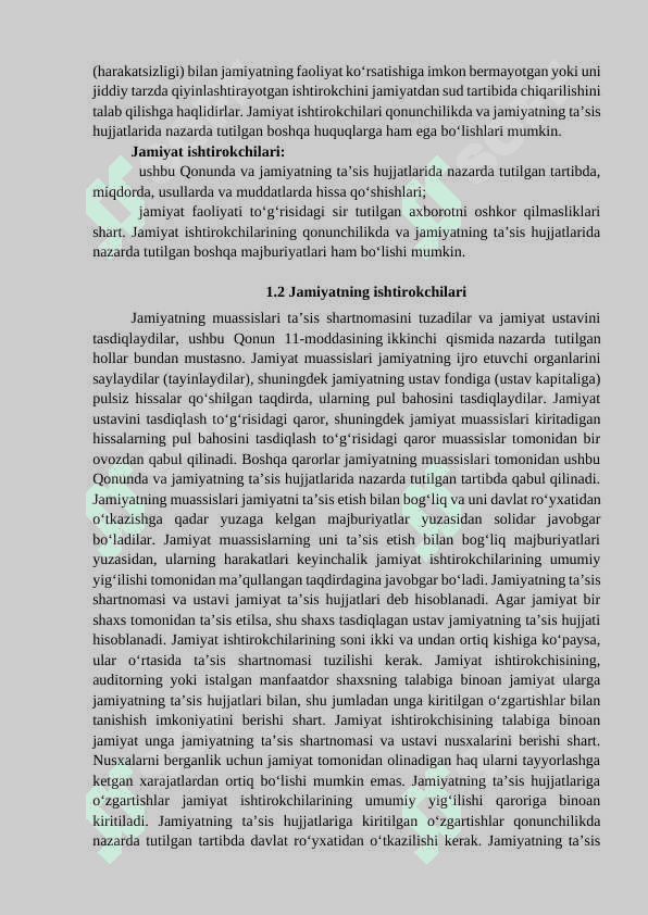 MAS’ULIYATI CHEKLANGAN JAMIYAT BILAN BOG’LIQ      UMUMIY QOIDALAR HAMDA ULARNING MAZMUN-MOHIYATI 5