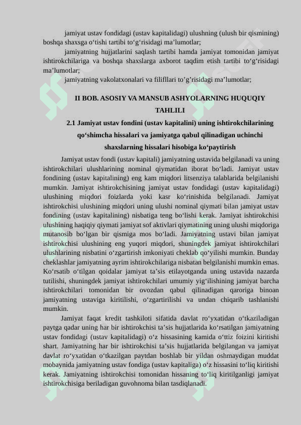 MAS’ULIYATI CHEKLANGAN JAMIYAT BILAN BOG’LIQ      UMUMIY QOIDALAR HAMDA ULARNING MAZMUN-MOHIYATI 7