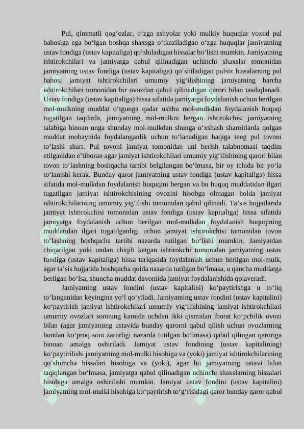 MAS’ULIYATI CHEKLANGAN JAMIYAT BILAN BOG’LIQ      UMUMIY QOIDALAR HAMDA ULARNING MAZMUN-MOHIYATI 8
