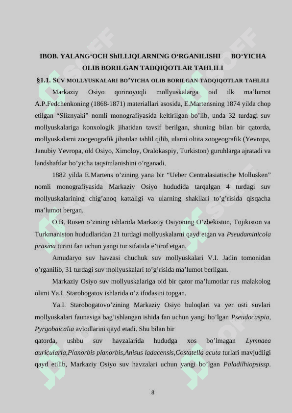 KO’HITANG VA BOYSUN TOG’ TIZMALARI  YALANG’OCH SHILLIQLARINING TURLAR TARKIBI 8