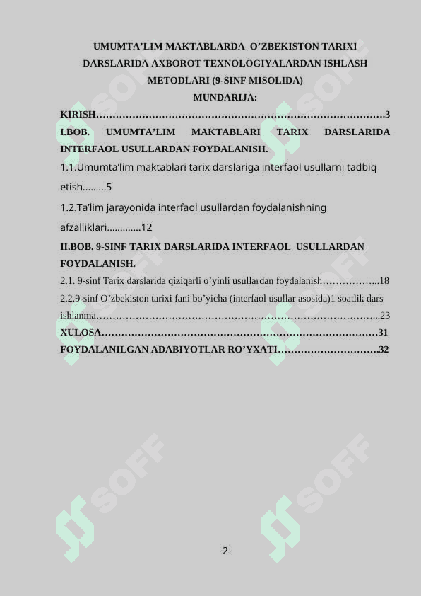 Umumta’lim maktablarda  O’zbekiston tarixi darslarida axborot texnologiyalardan ishlash metodlari (9-sinf misolida) 2