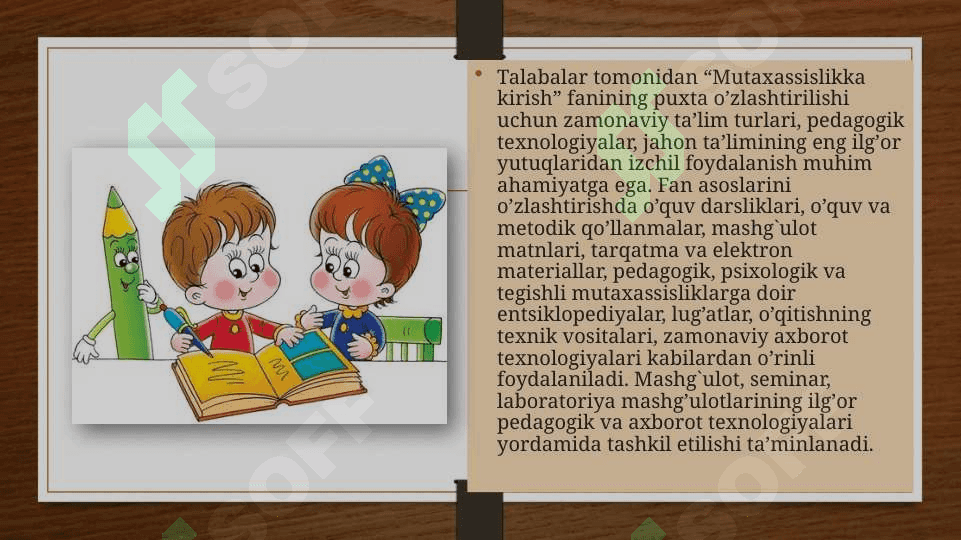 MUTAXASSISLIKKA KIRISH FANINING MAQSADI VA VAZIFALARI 4