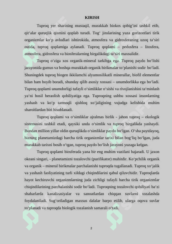 TUPROQNING FIZIK XOSSALARI 2