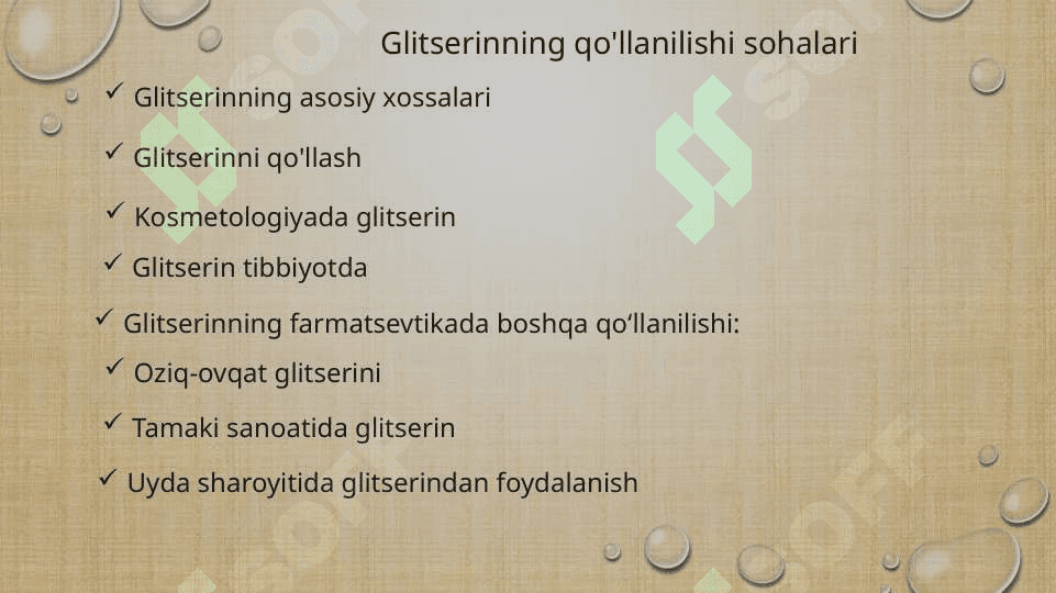 GLITSERIN. GLITSERINNING FIZIK VA KIMYOVIY XOSSALARI 4