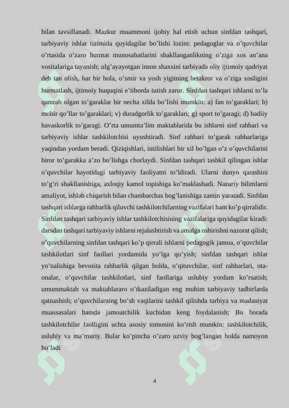 O‘zbekiston tarixidan sinfdan tashqari mashg’ulotlarni olib borish 4