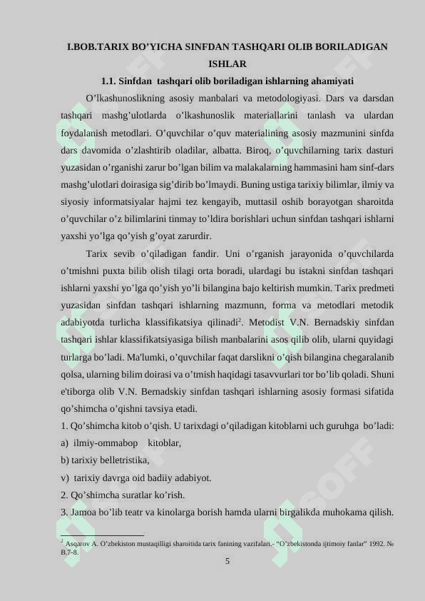 O‘zbekiston tarixidan sinfdan tashqari mashg’ulotlarni olib borish 5