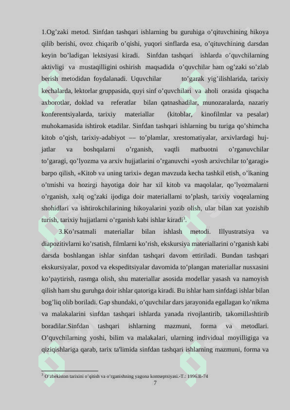 O‘zbekiston tarixidan sinfdan tashqari mashg’ulotlarni olib borish 7