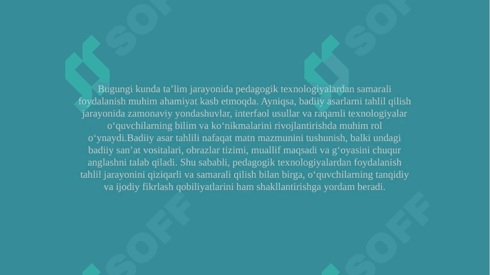 Badiiy asar tahlilida pedagogik texnologiyalardan foydalanish 2
