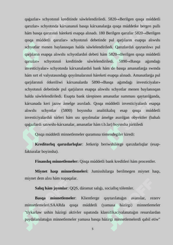 Qisqa muddetli minnetlemeler esabi 5