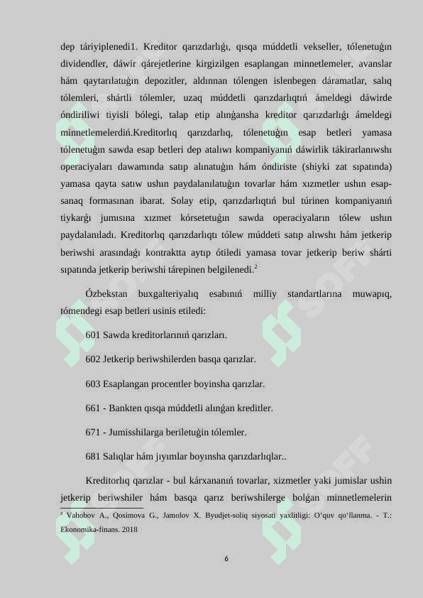 Qisqa muddetli minnetlemeler esabi 6