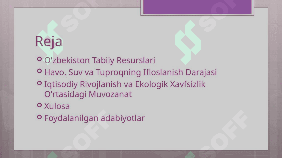 O’zbekistondagi ekologik vaziyat va uni ekspert baxolash 2