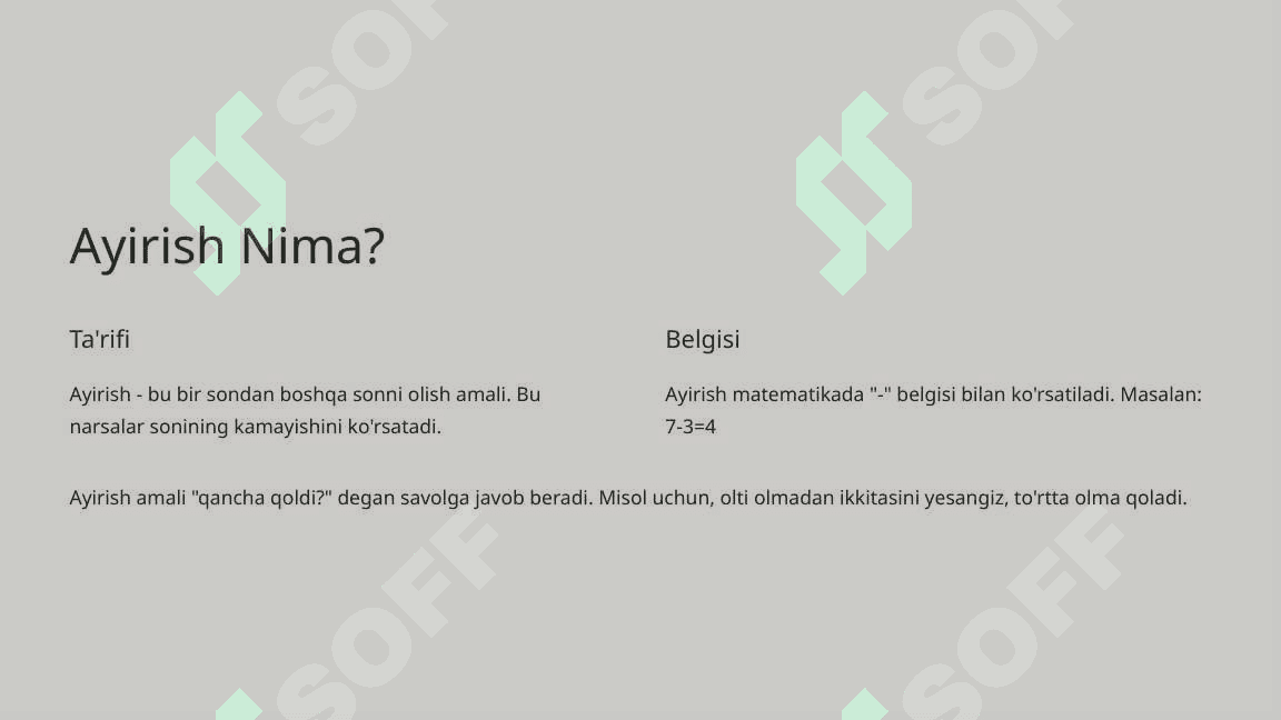 Ayirish va Bo'lishning Umumiy Tarifi 3