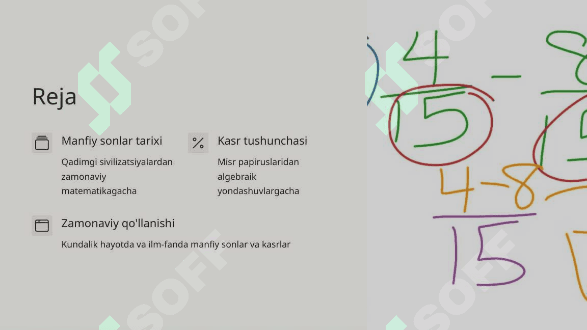 Manfiy son va kasr tushunchasining vujutga kelishi 2