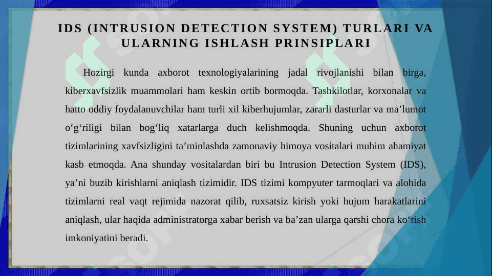 IDS tizimini qurish usullari va vositalari 3