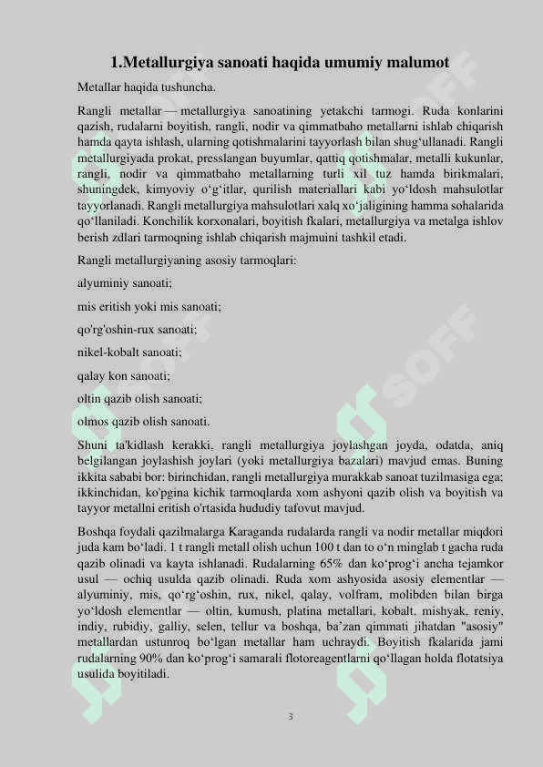 O‘rta Osiyo rangli metallurgiya sanoati va uning yirik markazlari 3