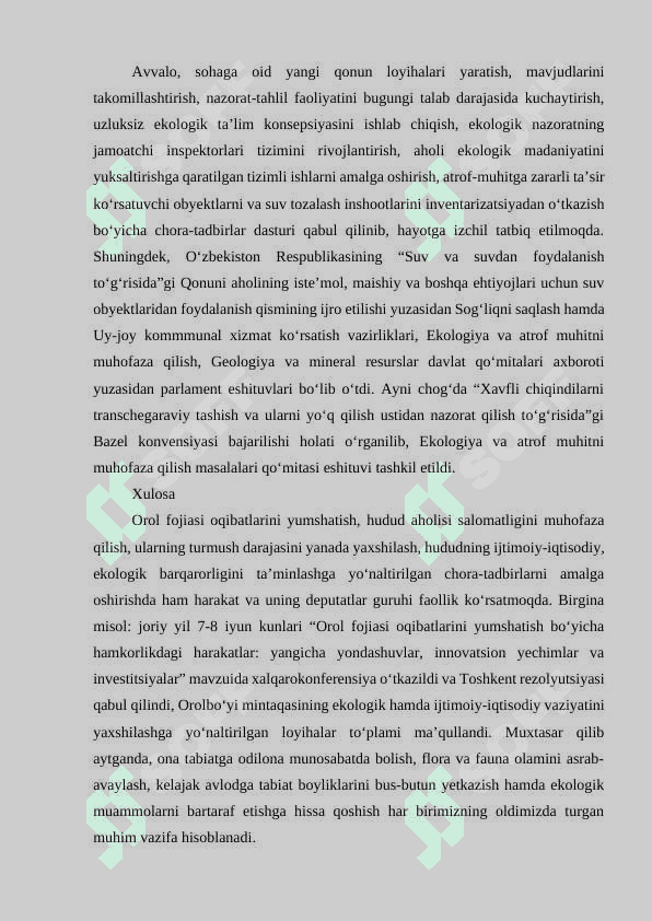 O’zbekiston Respublikasi ekilogik muommolari 2