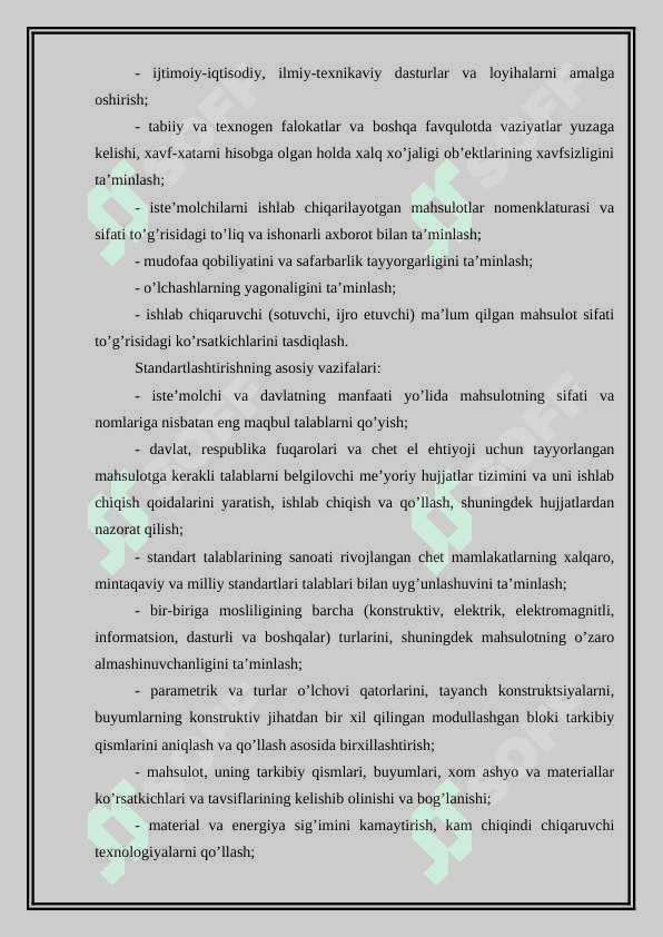 Standartlashtirishning asosiy tamoyillari. Standartlashtirish usullari 4
