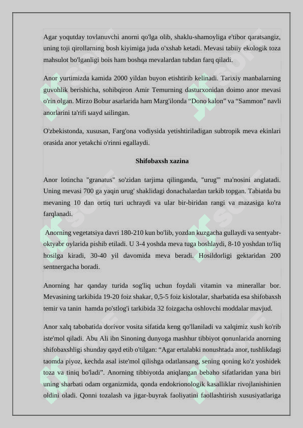 Subtropik mevalar qiroli – Anor 2