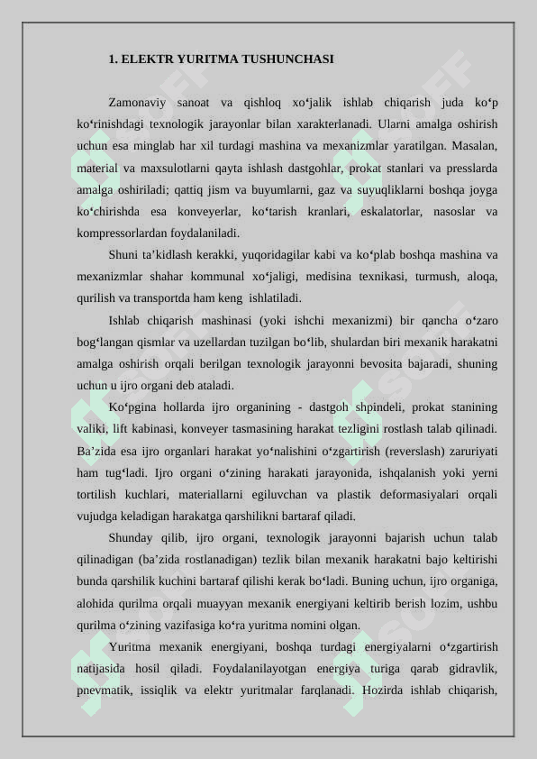 Ochiq boshqarish sxemali eliktr yuritmalarning xarakteristikal 2