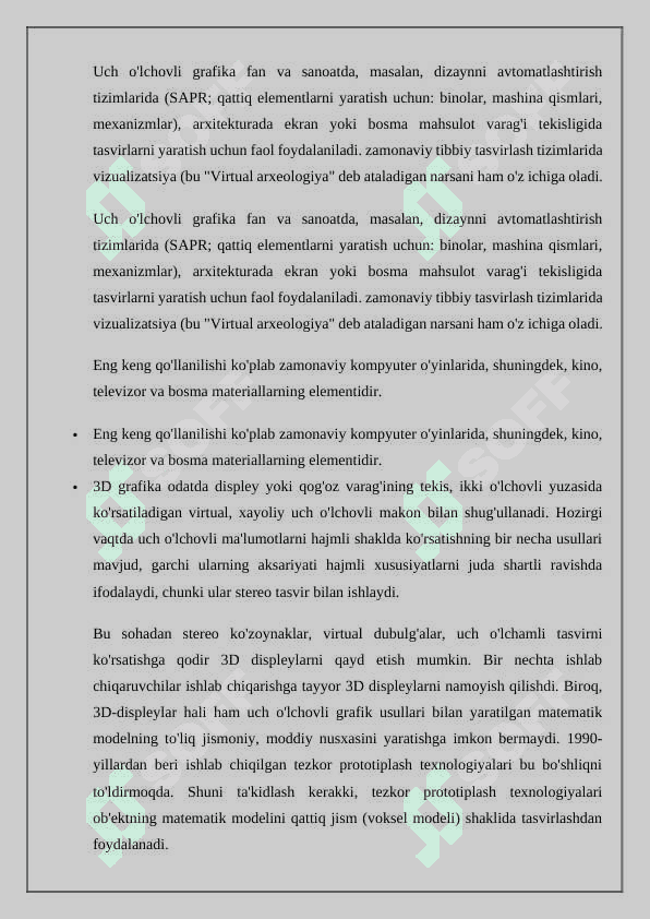 O'lchovli grafika imkoniyatlarini loyihalashda qo'llash texnologiyalari 2
