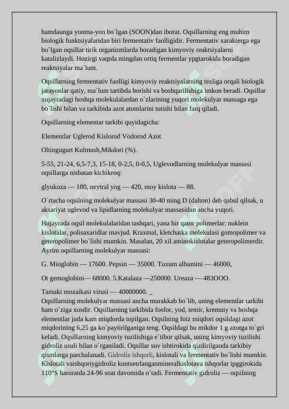 Oqsillar tuzilishi va uning ahamiyati 4