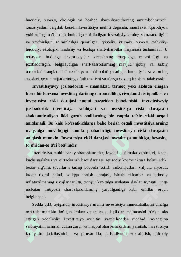 O'zbekiston respublikasida qulay investitsiya muhitini muntazam ravishda yaxshilab borish vazifalari 3