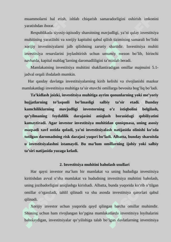 O'zbekiston respublikasida qulay investitsiya muhitini muntazam ravishda yaxshilab borish vazifalari 4