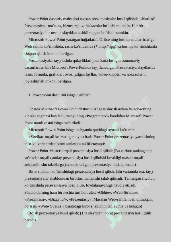 Powerpoint dasturini ishga tushirish 2