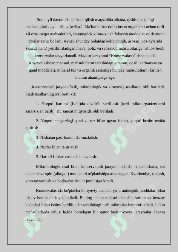 Oziq-ovqat kimyosining vazifalari va insonning oziqlanishidagi ahamiyati 2