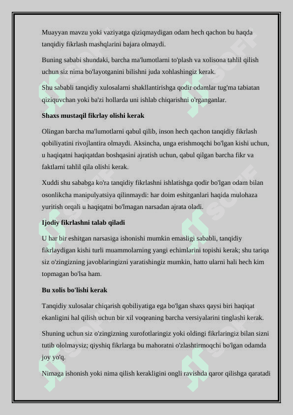 Tanqidiy fikrlashning 10 qoidasi 4