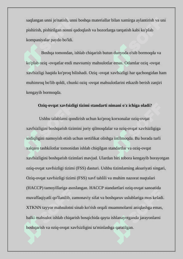 Oziq-ovqat xavfsizligi  tizimi  standarti 3