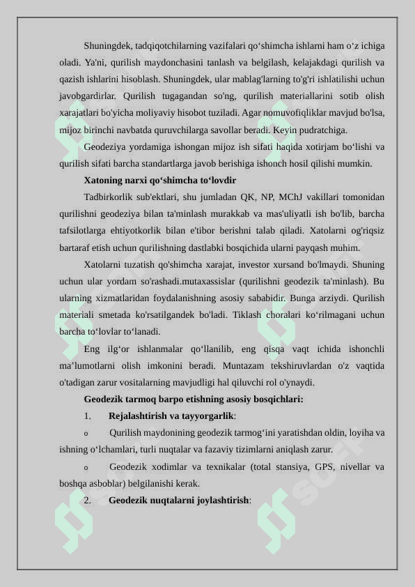 Qurilish maydonida geodezik tarmoqlarni barpo etish 4