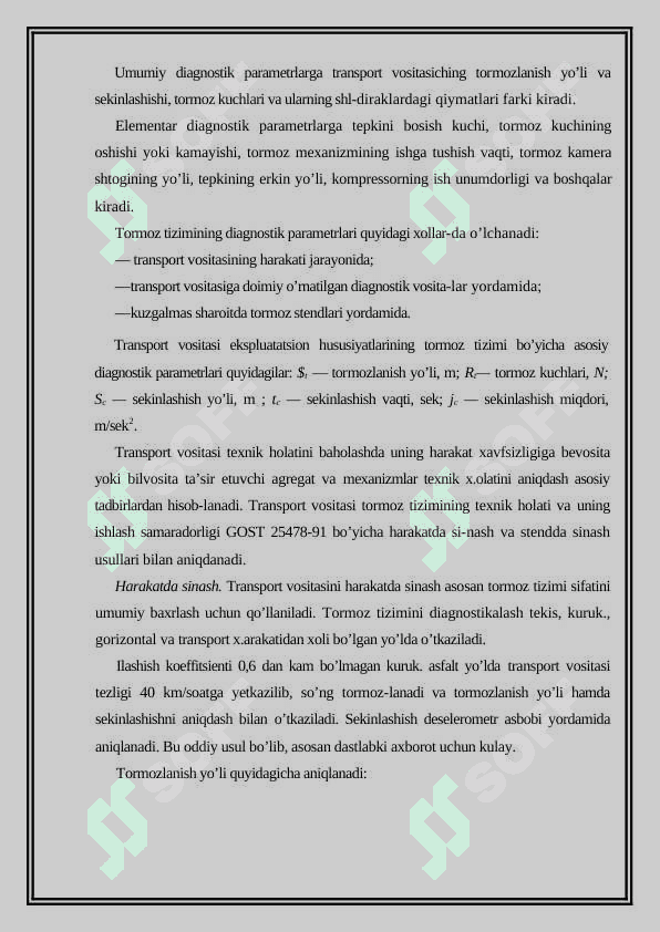 Transport vositalariga diagnozlash nazorat vositalari tahlili 3