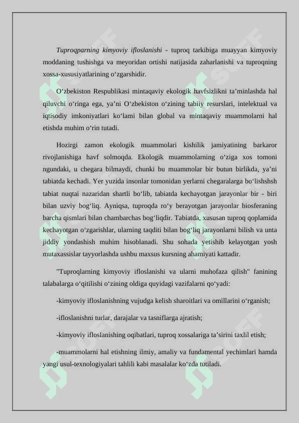 Tuproqlarning ifloslanishi va muhofazasi 3