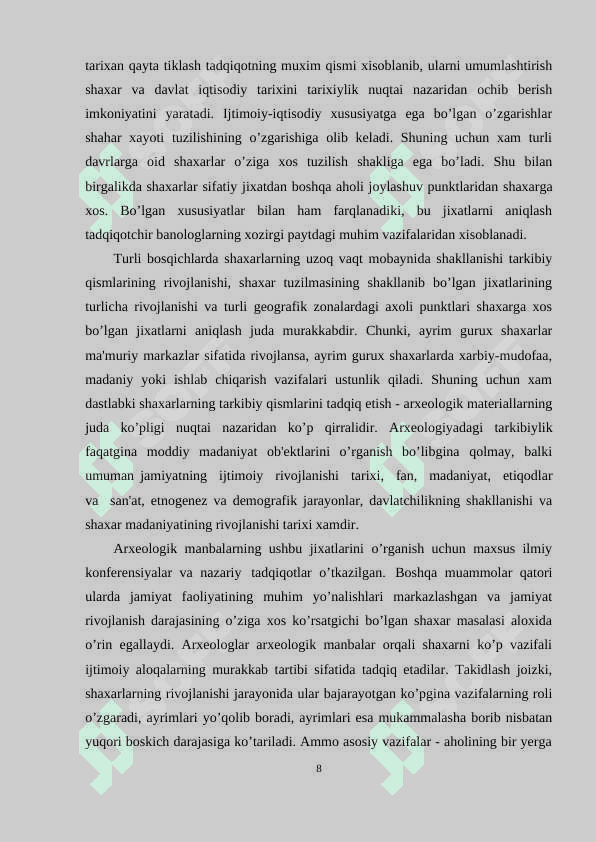 ILK O‘RTA ASRLARDA SHAHARLARNING O‘SISHI. 8