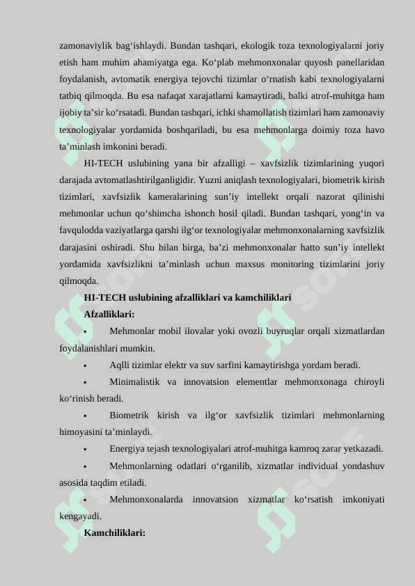 Hozirgi kunda zamonaviy mehmonxonalarni HI-TECH uslubida bezatish va jihozlashning ahamiyati 2