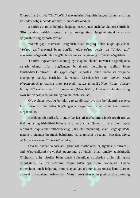 Boshlang’ich  sinflarda tinish belgilarini o’rgatish metodikasi 7