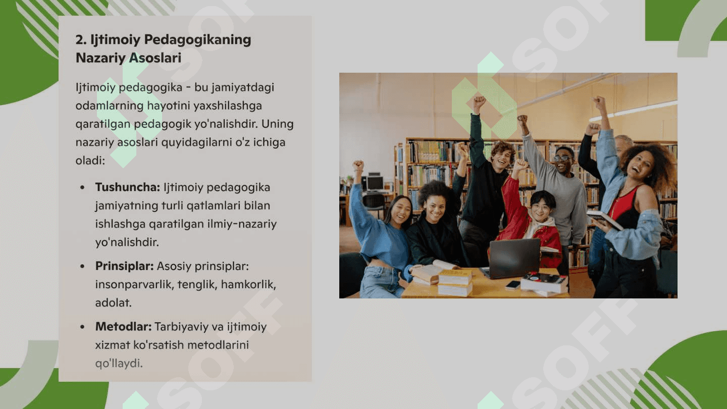 YOSHLAR
TARBIYASIDA IJTIMOIY
PEDAGOGIK FAOLI 4
