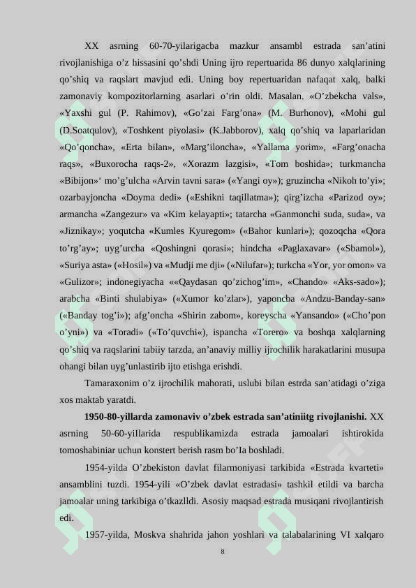 Yalla vokal cholg'u ansambli ijodida xalq musiqa ijodi 8